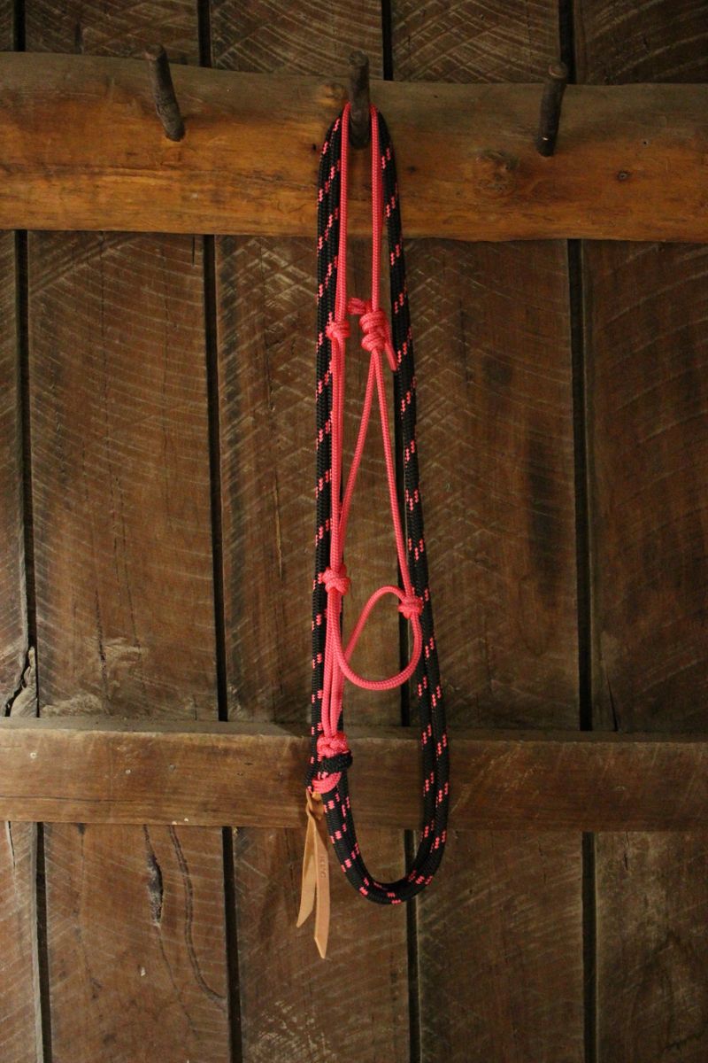 Pink/Black Rope Halter & Lead Set (Full)