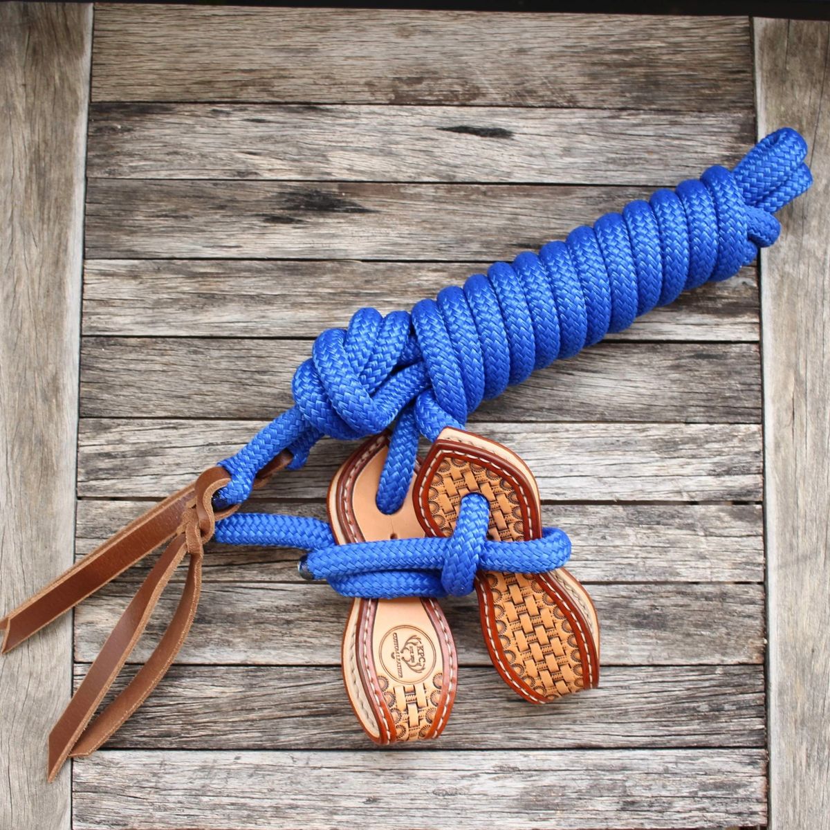 Blue Split Reins With Slobber Straps